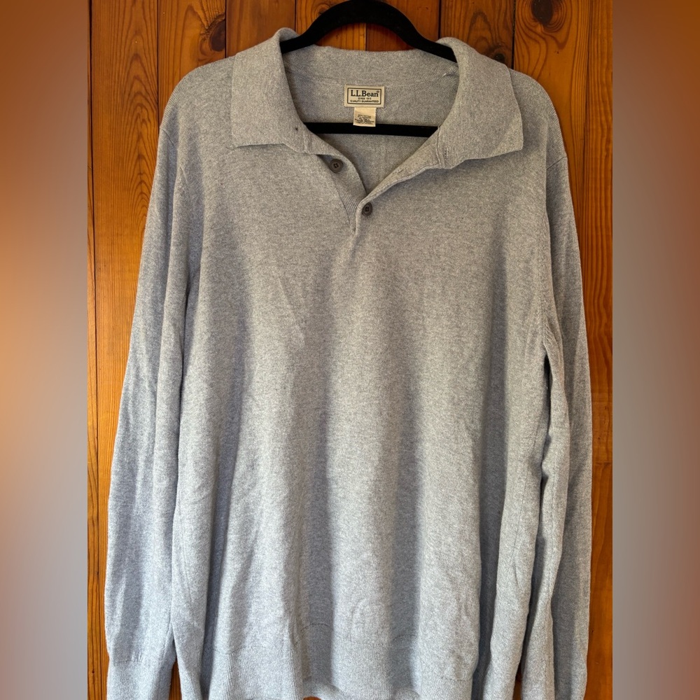 L.L. Bean Men’s Light Gray Long-Sleeve Collared XL TALL